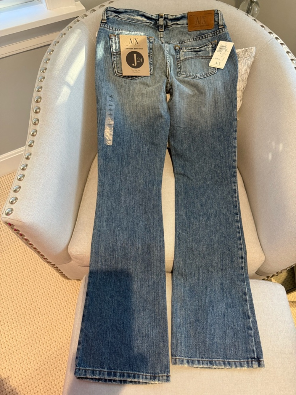 Armani Exchange Women's Light Blue Flare Jeans